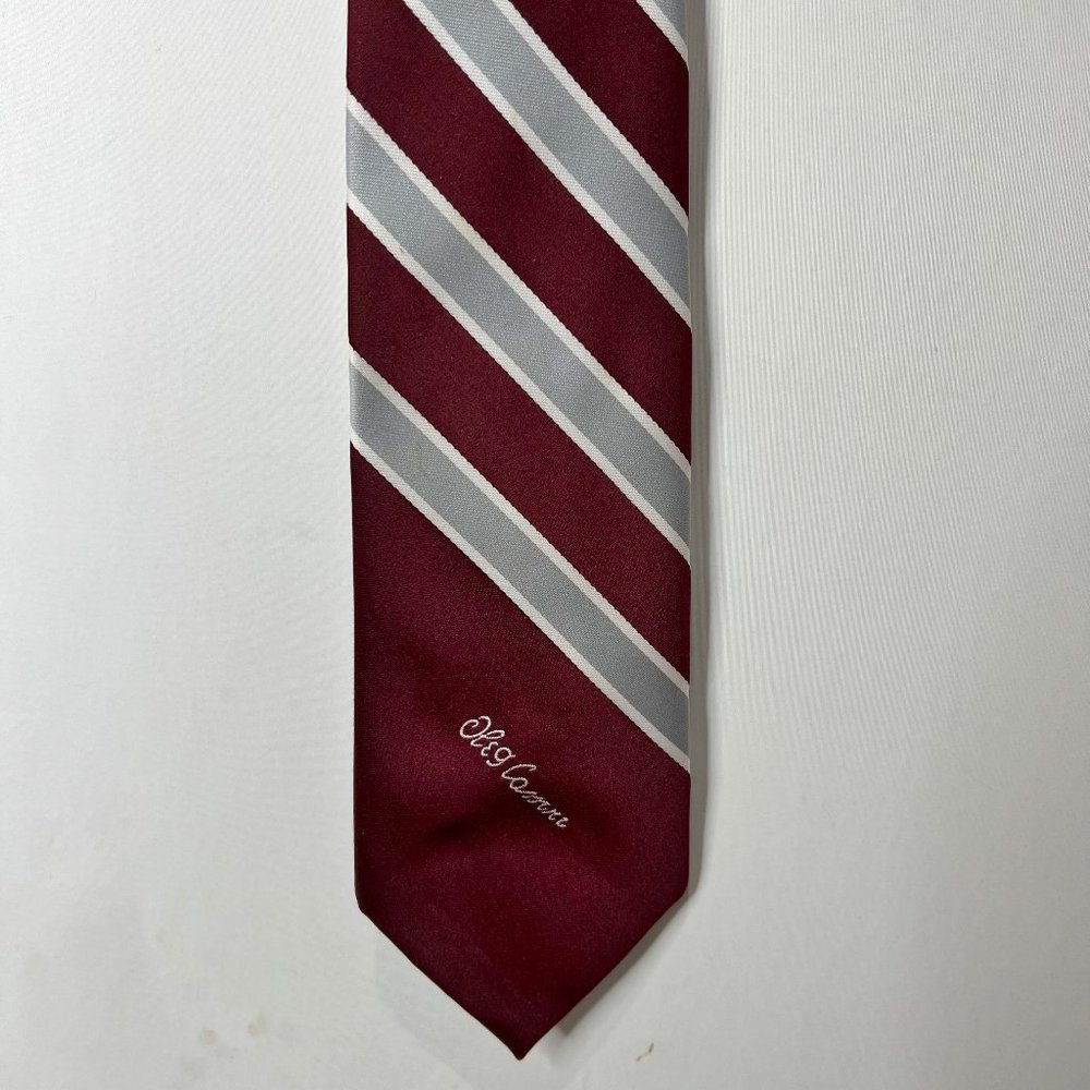 Vintage Oleg Cassini by Burma Men’s Necktie 70’s Maroon Wide Thick Retro Disco